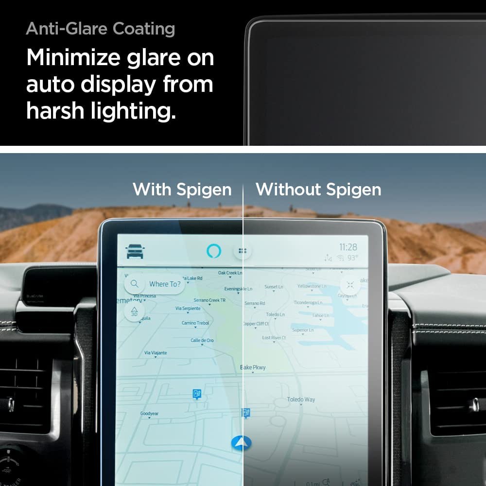 Spigen Tempered Glass Screen Protector [GlasTR Slim] designed for Ford F-150 Lightning, Expedition, Mustang Mach-E 15.5 inch Dashboard Touchscreen