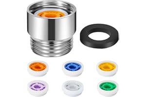 MAYYAYA 7 Shower Flow Reducer Limiter Set, Water Flow Saver Adapter: Flow Reducer Limiter- 1/2 Inch Flow Restrictor, Control Valve for Fixed Shower Head Handheld Shower 1.2/1.5/1.8/2/ 2.2/2.5 GPM