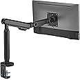 HEXCAL Single Monitor Arm, Up to 35 inches Monitor Mount, 11 kg (24.2 lbs) with Built-in Cable Management and Free VESA 75x75mm or 100x100mm - Black