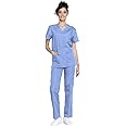 Cherokee Men and Women Scrub Set, V-neck Scrub Top with Drawstring Pants WW530C