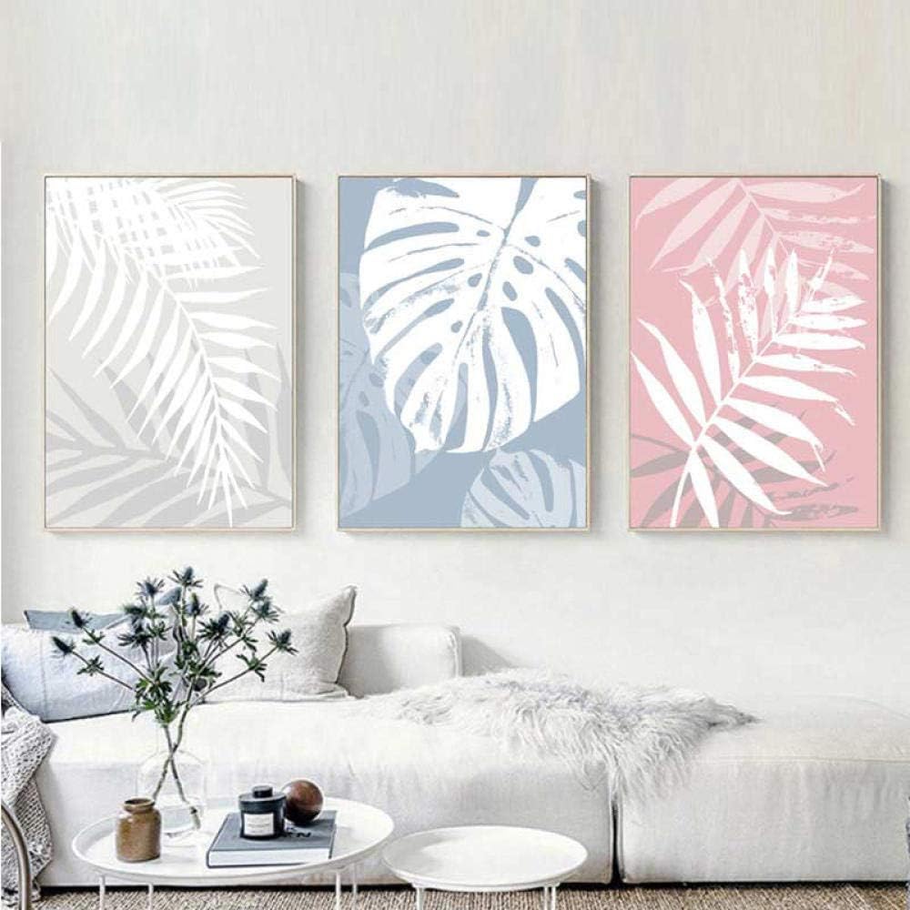 cgsmvp Impresiones de Lienzo de Hoja Azul Rosada Impresiones de