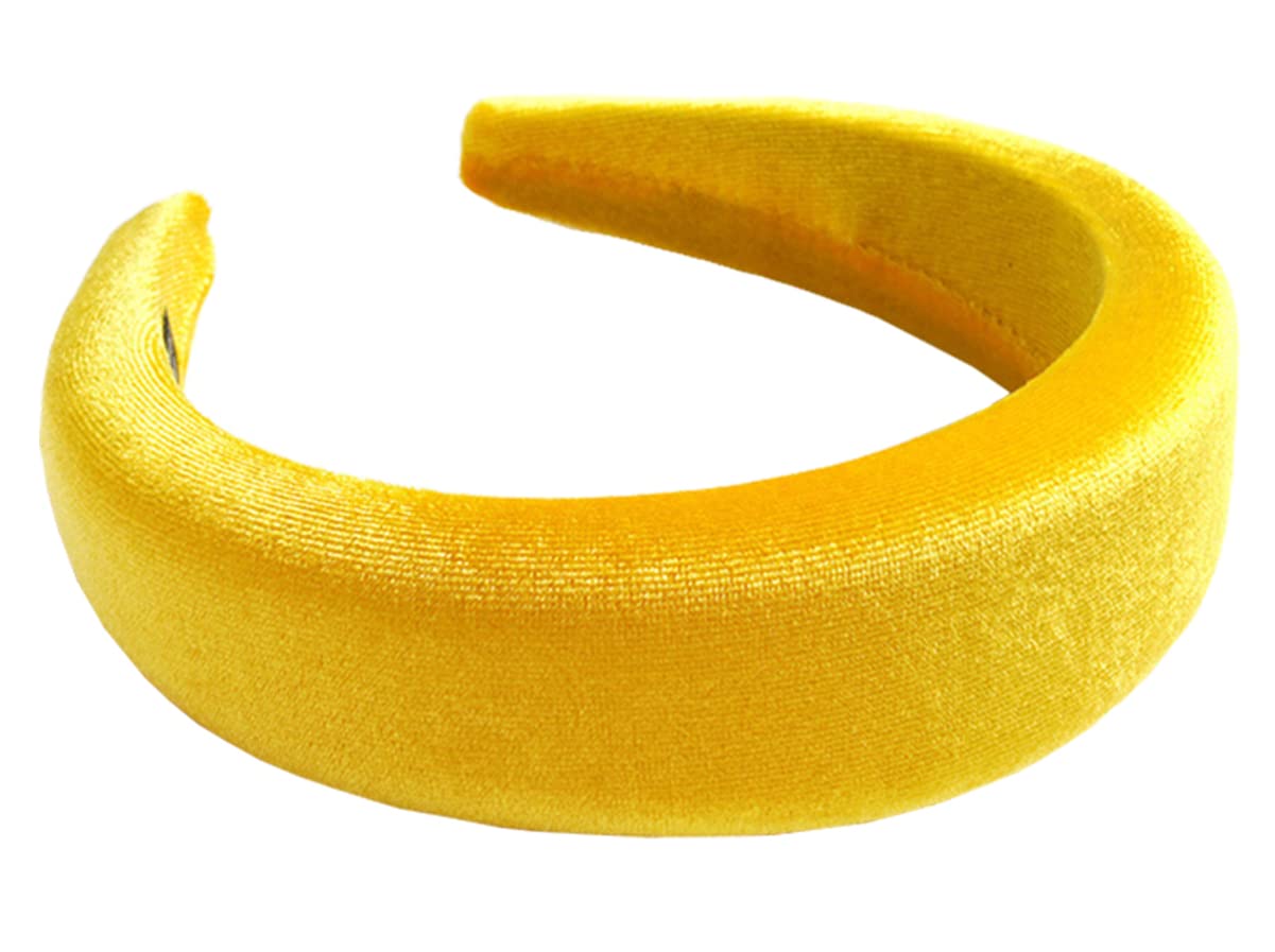 Yellow Velvet Head Band Wide Headband Hairband Adult Women Ladies Girls Kids Wedding Bride Fashion Hair Band 07806 — image 1