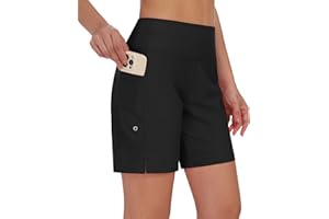 DIBAOLONG Women's Swim Shorts 7" High Waisted Quick Dry UPF 50+ Beach Board Shorts for Women with Liner & Pockets