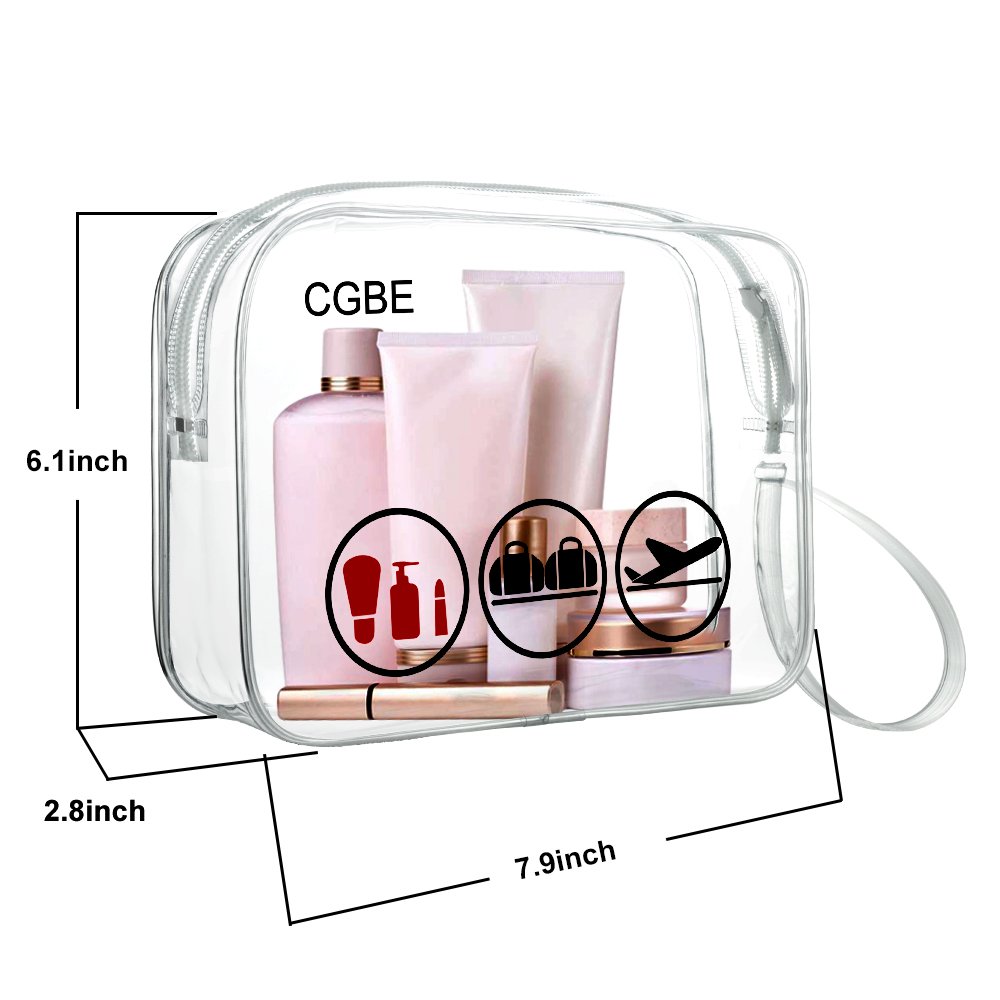 CGBE TSA Approved Toiletry Bag With Handle Quart Size Travel Bags For Toiletries Carry On Cosmetic Makeup Pouch 3PCS (Clear) : Beauty