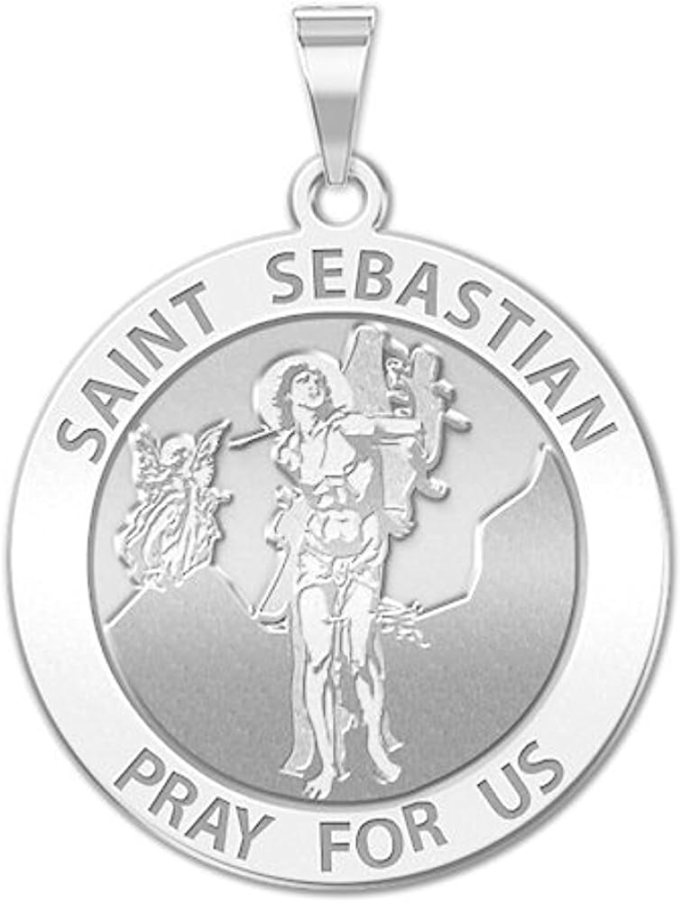 Saint Sebastian Religious Medal - 3/4 Inch Size of a Nickel in Sterling ...