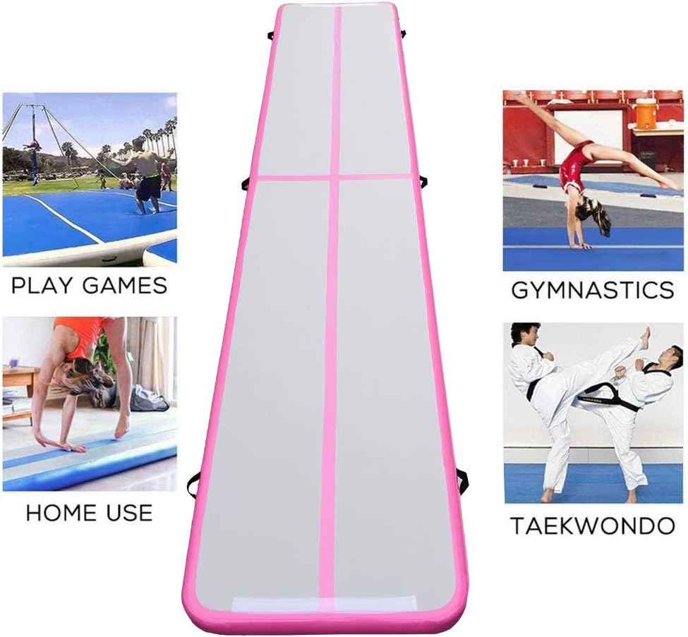 Fitnessandfun 20ft Air Track Tumbling Mat Inflatable Airtrack Gymnastics Air Tumble Track Floor Mat for Gymnastics, Cheerleading, Beach, on Water Incl Air Pump (Green, 6m×1m×0.1m) : Sports & Outdoors