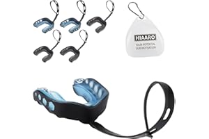 HIAARO 6-Pack Football Mouthguard with Straps and Case, Youth Sports Mouth Guard for Rugby, Hockey, Boxing, MMA, Basketball, Size L