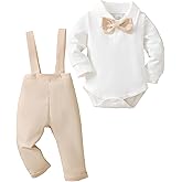 KIMI BEAR Newborn Baby Boy Clothes Gentleman Wedding Suit Infant Outfits Formal Dress Shirt+Bowtie+Suspender Pants