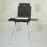 MEEDEN PRO French Easel Box: 21lb/9.5kg Heavy Duty Plein Air Sketch Easel | Boxwood Folding Artist Oil Painting Easel with 4 Aluminum Legs &amp; Storage Drawer for Adult Studio Painting