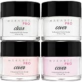 MakarttPro Basic Essentials Acrylic Powder Set 0.5oz, 4 Colors | Cover Powders for Nail Extensions, Sculpting and Overlay with Smooth Application for Professional Nail Technicians