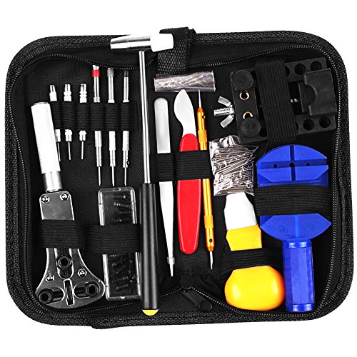 KSANA Watch Repair Kit 147 PCS Portable Professional Spring Bar Tool Set Watch Link Remover Band Pin Back Case Opener Tools Jewelry Repair kit With Carrying Case (Blue)