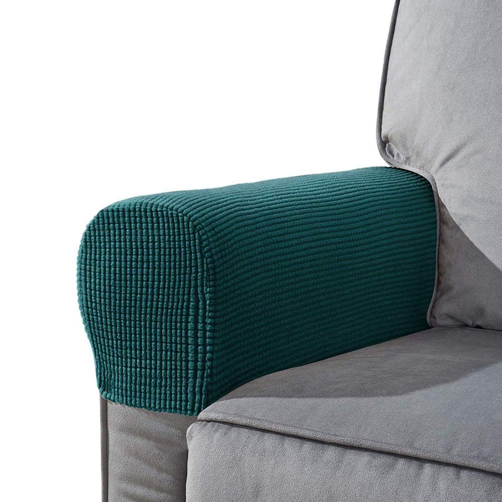 NEKOSUKI Arm Rest Covers Set, Set of 2 Stretch Armchair Covers for Arms, Spandex Polyester Sofa Arm Caps Non Slip Armrest Covers for Chairs Furniture Protector (Teal)