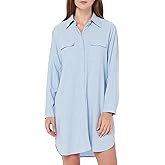 MANAIXUAN Women's Shirt Dress V Neck Long Sleeve Loose Casual with Pockets Front Button