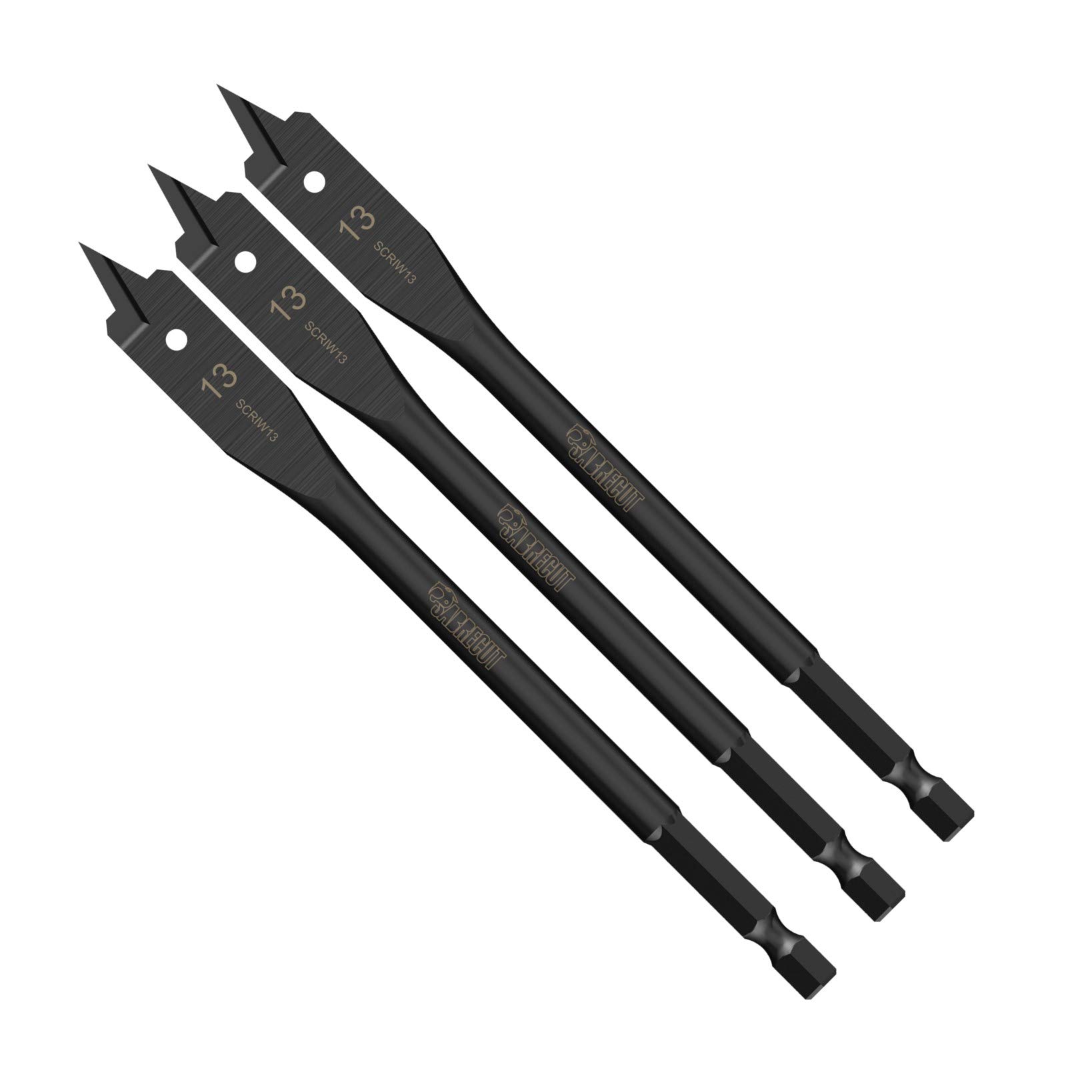 3 x SabreCut SCRIW13_3 13mm x 152mm Impact Rated Flat Wood Spade Bits for Softwood Hardwood Chipboard