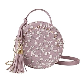 DQANIU ???????? Mode Frauen Stickerei Quaste Crossbody Taschen Runde Tote Handtaschen Schultertasche