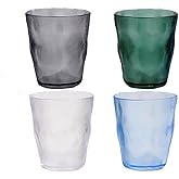 JOYSIP Unbreakable Multicolor Tumbler Beverage Cups, Stackable Frosted Plastic Drinking Cups, Mixed-Color Reusable Set of 4 (10oz)