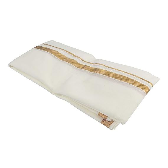 COTTON Men's Angavastram Towel (34 X 76-inch, White,Pack Of 1)