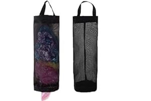 TOGETRUE Plastic Bag Holder, Grocery Bag Holder Mesh Hanging Storage Bag Dispenser (Black 2 Packs)