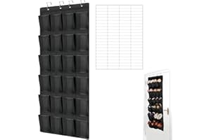 Over the Door Shoe Organizer 24 Pocket Hanging Storage with 4 Hooks Durable Non-Woven Fabric Breathable Mesh Pockets Space Sa