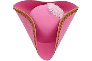 QinCiao Tricorn Pirate Hat with Feather Colonial Hat Flanging Brim Hats for Halloween Costume Party