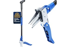 Hermsche Weed Puller Tool Stand Up Heavy Duty with Long Handle for Garden Weeder Stainless Steel 3 Claws 40" Long Manual Grass Weed Root Remover Hand Tool Grass Dandelion Weed Pullers for Weeding