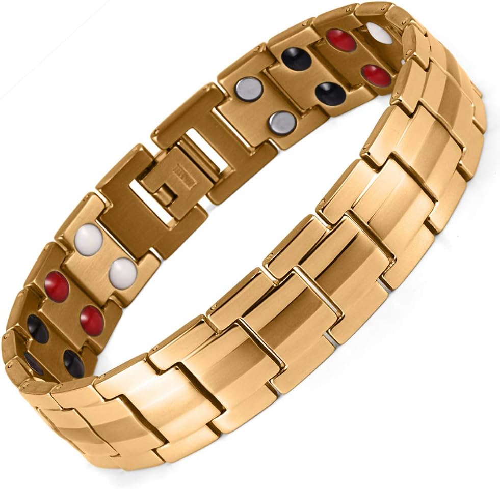 WANZIJING Magnetic Bracelets for Man, Double Row 4 in 1 Bio Elements Energy Health Care Bangle Jewelry for Arthritis and Carpal Tunnel