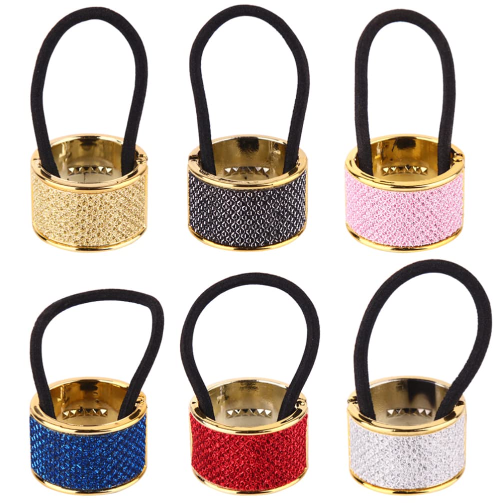 KALLORY 6pcs Metal Ponytail Holder Cuffs Hair Ties Wraps Women Ponytail Accessories