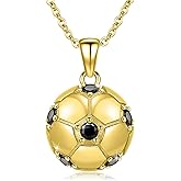 Silikepa Football Necklace for Women Men 925 Sterling Silver Football Pendant Necklace Sports Jewelry Gift for Women Men