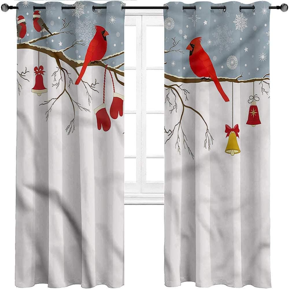 UNOSEKS LANZON Curtains Cardinal, Christmas Illustration Full Shading