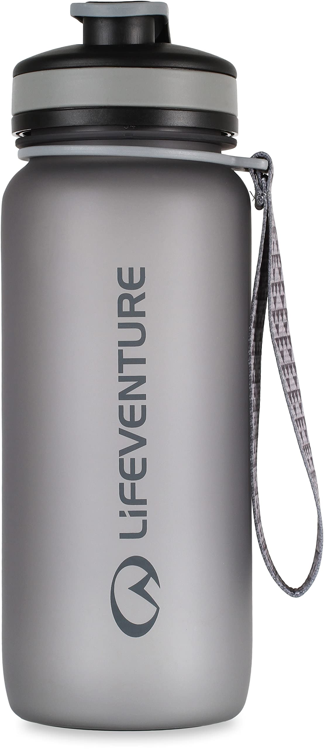 Lifeventure 650ml Tritan Water Bottle for Fitness, Hiking, Camping, Outdoor Sports, Made From BPA-Free Material, Leak-Proof, Flip-Top Lid, With Handle, Graphite — image 1