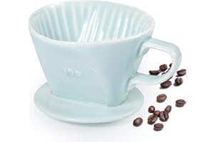 Noarixa Pour Over Coffee Dripper, Ceramic Pour Over Coffee Maker with 3 Holes Flat Bottom, Easy Manual Brew Maker, Porcelain Slow Filter Cone for Travel, Camping, Office, Home, GR