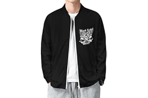 Men's Full Zip Jacket Black Label Society Casual Jacket Fashion Varsity Windbreaker Softshell Coat