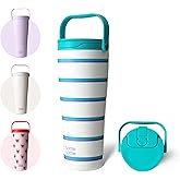 BOTTLE BOTTLE Insulated Tumbler with Handle & Straw Lid, 30oz Stainless Steel Leak-Proof Water Bottle for Hot & Cold Drinks, Add Ice Without Unscrewing, BPA-Free for Travel, Sports, Office(Stripe)