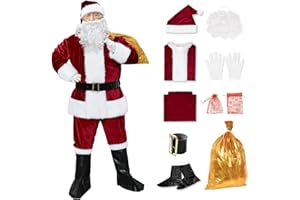 MONGBYYA Christmas Santa Claus Costume Set Men's Santa Costume Adult Velvet Santa Suit