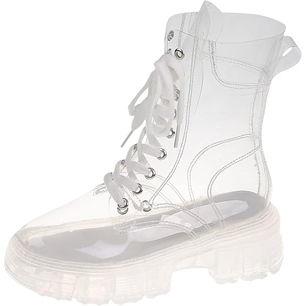 Amazon.com | Kluolandi Women's Transparent Boots Lace Up