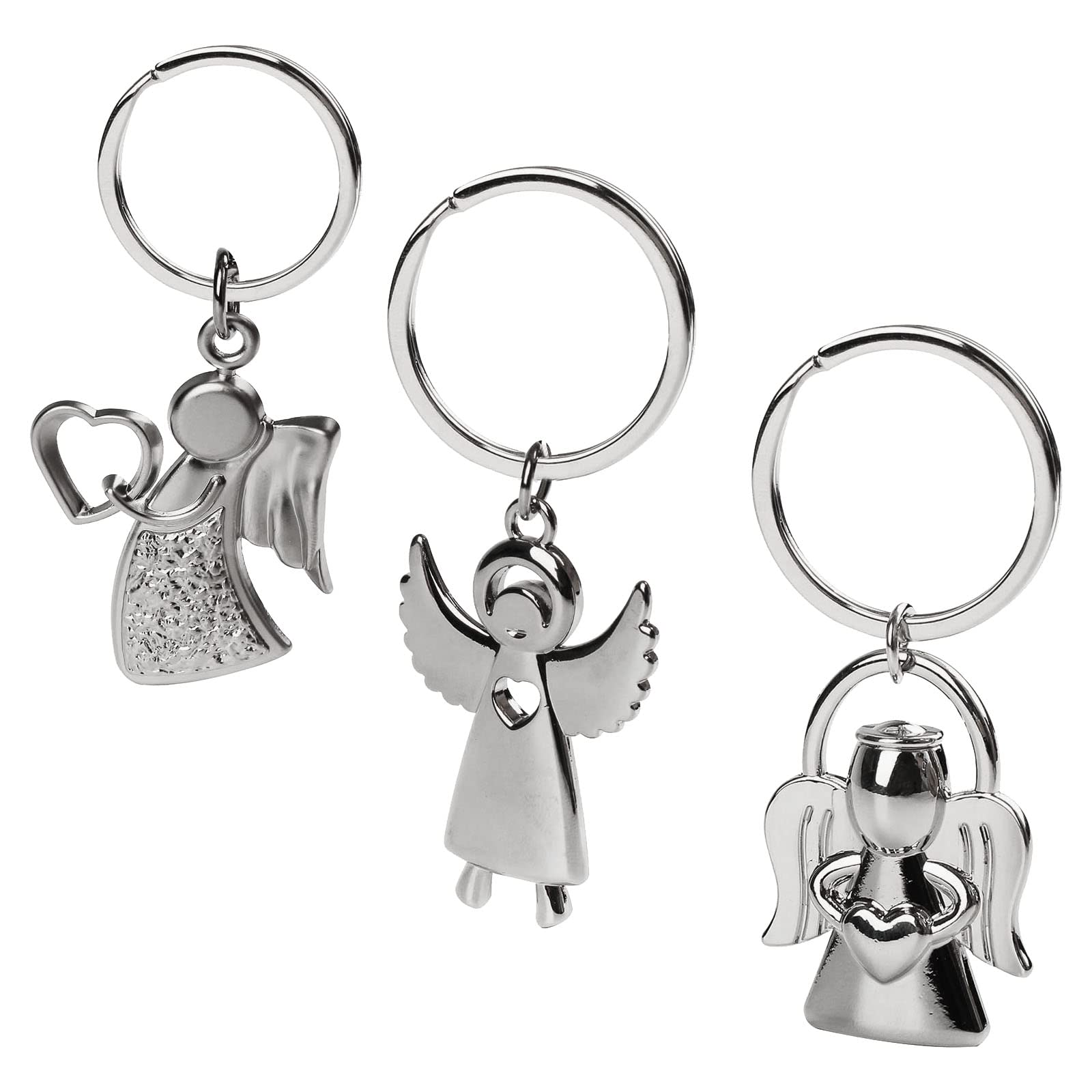 QOPAHI Guardian Angel Keyrings for Women, Car Mum & Best Friend Keyrings with Heart, Drive Safe Angel Gifts for Friends & Girls (3Pcs Different Shapes)