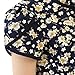 Soly Tech Women Retro Floral Print Chiffon Blouse Ruffled Collar Work Shirt Tops Navy Blue