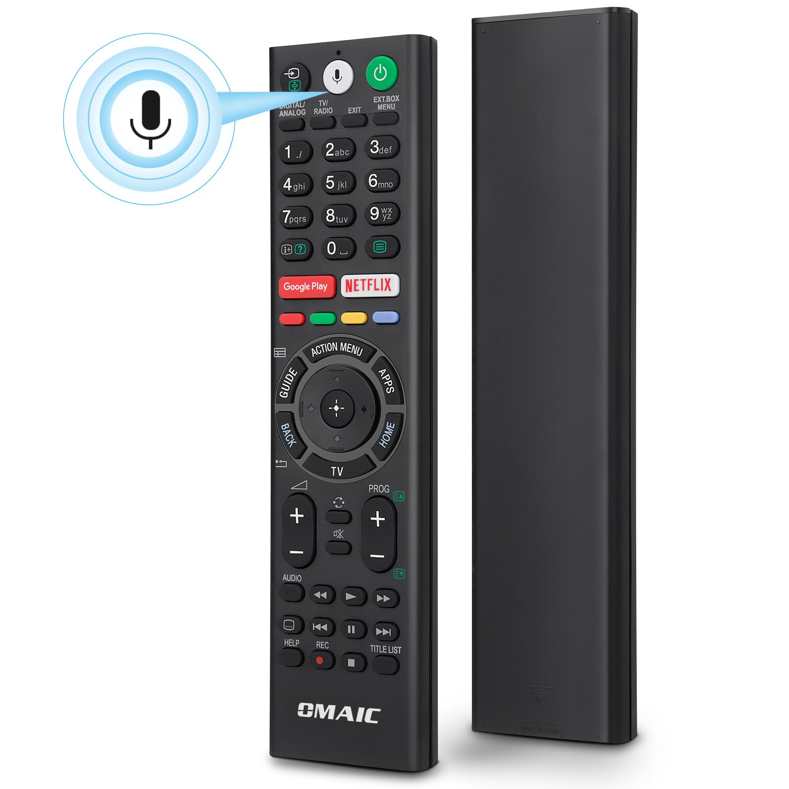 Voice Replacement Remote for Sony TVs and Bravia TVs - Compatible With All Sony 4K UHD LED LCD HD Smart TVs