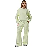ABOCIW Women's 2 Piece Outfits Fall Sweatsuits Pull On Sweatshirts Wide Leg Sweatpants Tracksuits Lounge Matching Sets