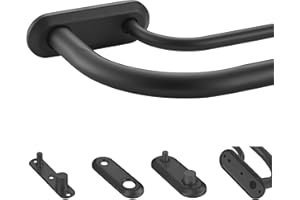 Lwiiom Double Curtain Rod for Windows 84 to 134 Inch,Adjustable Black Wrap Around Curtain Rod with Aluminum Double-deck Finials and Brackets,1"Front and 5/8" Back Blackout Curtain Rod