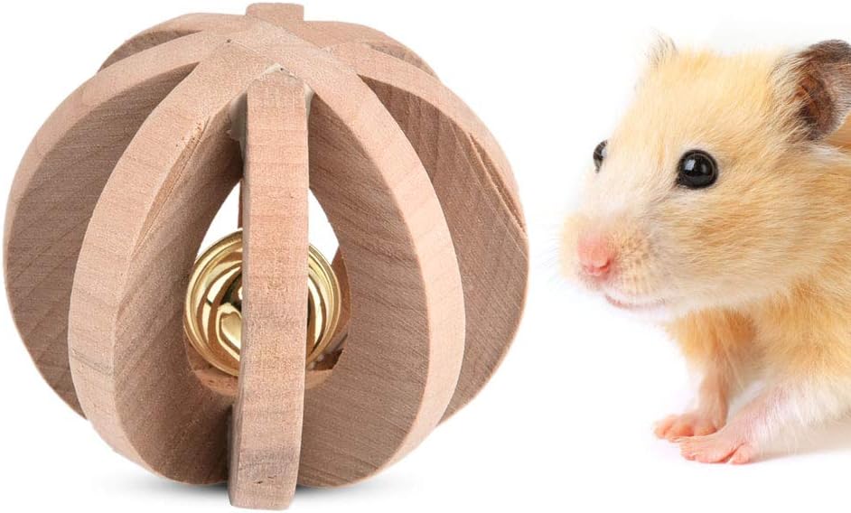 Pssopp Pet Wooden Chew Ball Hamsters Chew Toys Pet Teeth Chewing Toy Ball with Ringing Bell for Rabbits Guinea Pigs - Image 5