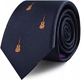 AUSCUFFLINKS Guitar Player Music Lover Tie for Him | Acoustic Guitarist Gift Skinny Neckties | Present for Work Colleague | Bday Gift for Guys (Guitar)