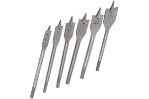 COMOK Spade Paddle Flat Wood Boring Drill Bit Set Titanium Coated Paddle Flat Woodworking Wood Tools Kit 10mm 12mm 16mm 18mm 20mm 25mm Drill Bit 6Pcs