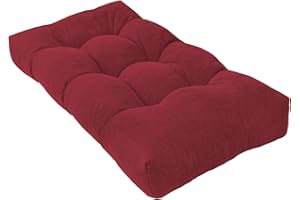 ROFIEJOX Bench Cushion 36 Inch - Chenille Fabric, High-Density Foam, Non-Slip Bottom, Soft Durable Indoor Tufted Long Seat Cushion for Window Garden Furniture (Red, 36x14x4 Inch)