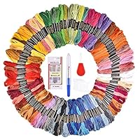Embroidery Floss Set, 100 Colors Embroidery Thread Friendship Bracelets, Rainbow Crafts Floss, Floss Bobbins and Cross Stitch Kit
