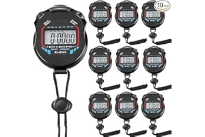 FomaTrade 10pcs Digital Stopwatch Timers Sports Stopwatch Water Resistant Stopwatch Hand Held LCD Chronograph with Date, Time