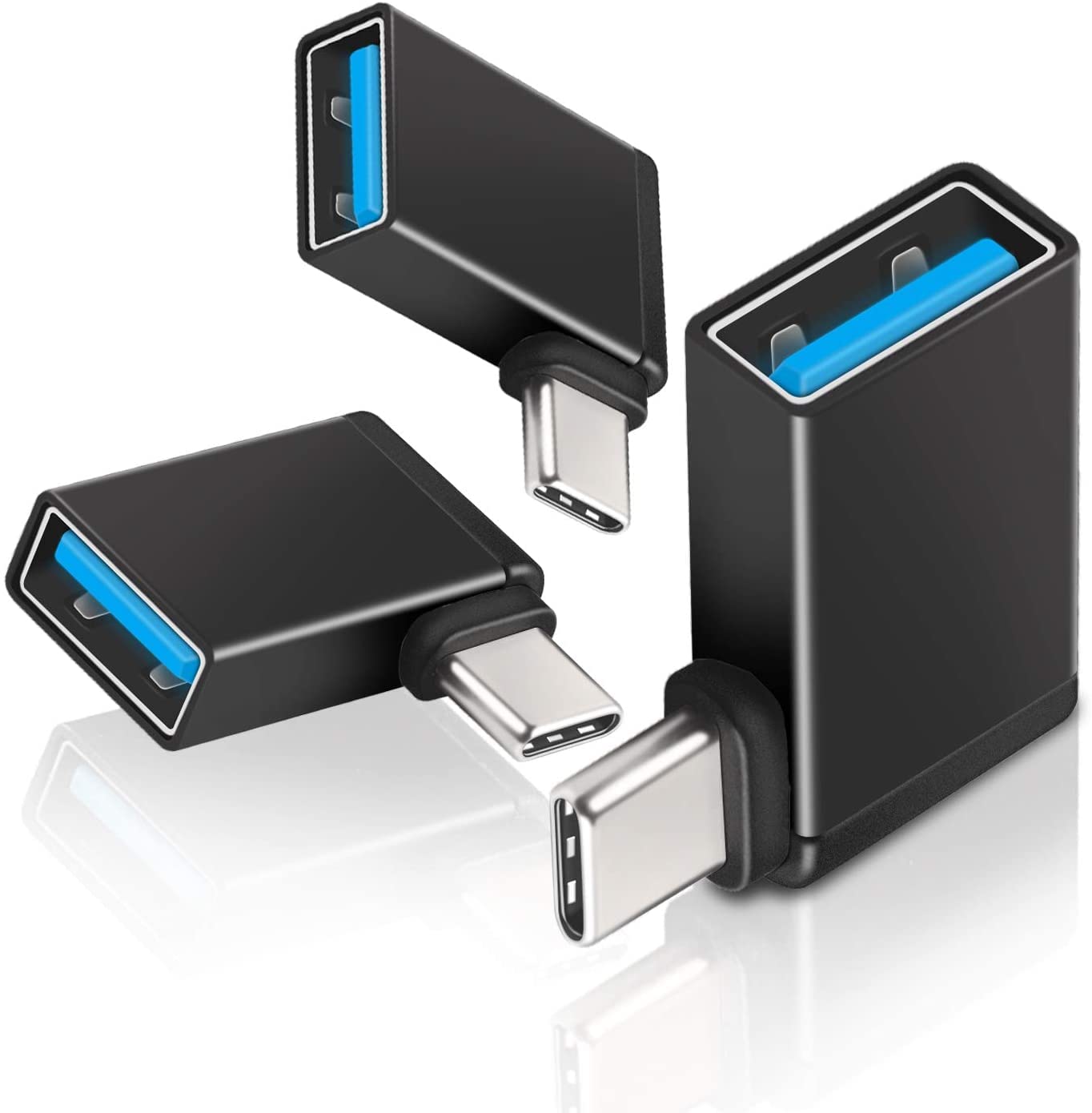 UseBean Right Angle USB C to USB Adapter(3-Pack), 90 Degree USB-C Male to USB 3.0 Female Adapter,Thunderbolt 4/3 Type C OTG Converter for iPhone 15, MacBook Pro Air, iPad Pro/Mini, Galaxy S24