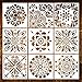 Mandala Painting Stencils Reusable Stencil Laser Cut Painting Template Floor Wall Tile Fabric Wood Furniture Stencils, Set of 9 (6x6 inch)