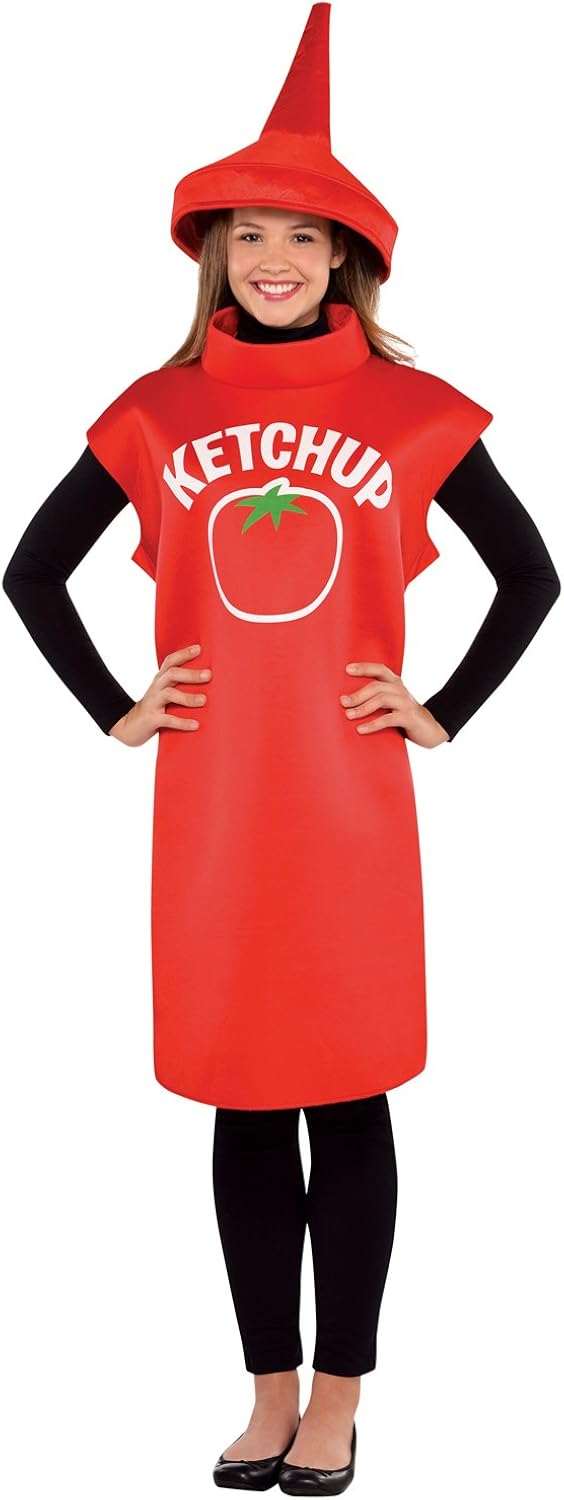 Adult Ketchup Bottle Fancy Dress Unisex Novelty Dinner Sauce Outfit Food Costume Amazon.co.uk