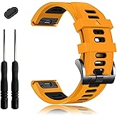 EZMVZKU 22mm Quickfit Sport Band for Garmin Fenix 8/8Pro 47mm/Fenix 7/7 Pro/6/6 Pro/5 Plus,Silicone Watchband Strap for Forerunner 970 965 955/Approach S70/quatix 8/tactix 8 47mm/Descent G2/G1 Solar